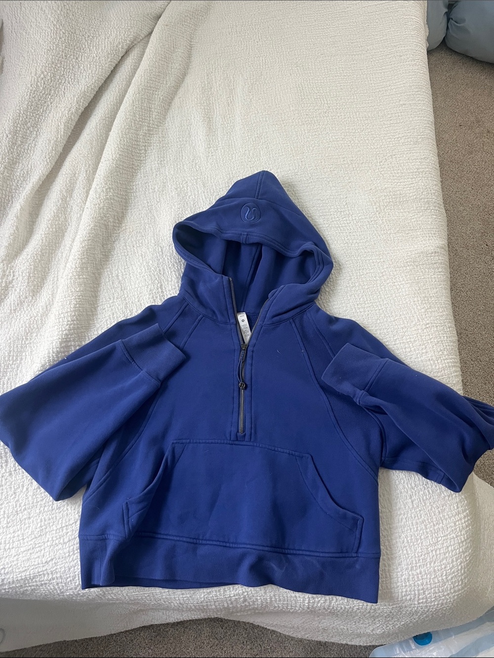lululemon athletica Short Sleeve Hoodie in Royal Blue